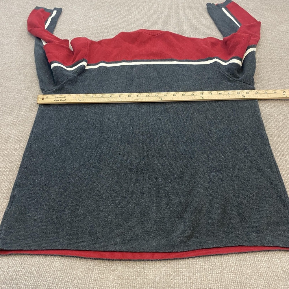 Eddie Bauer Sweater Mens XLT Gray Red Stripe Crewneck Knit Pullover Long Sleeve - Picture 4 of 7